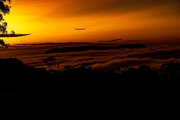 Colorful sunrise in mountain landscape