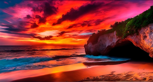 Colorful sunset at the beach