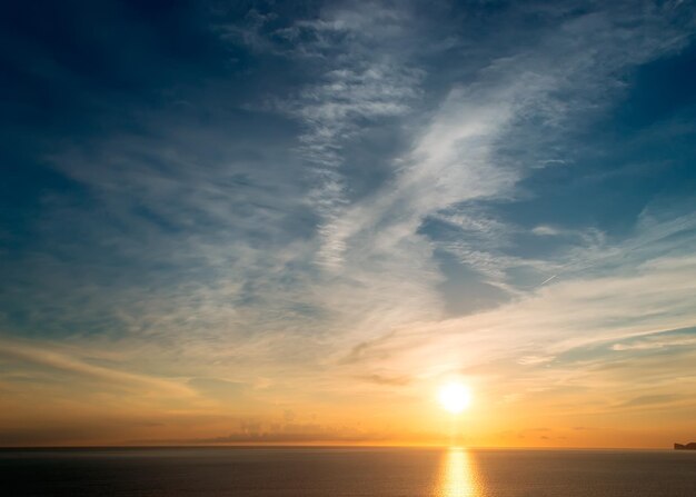 Colorful sunset by the sea in Sardinia