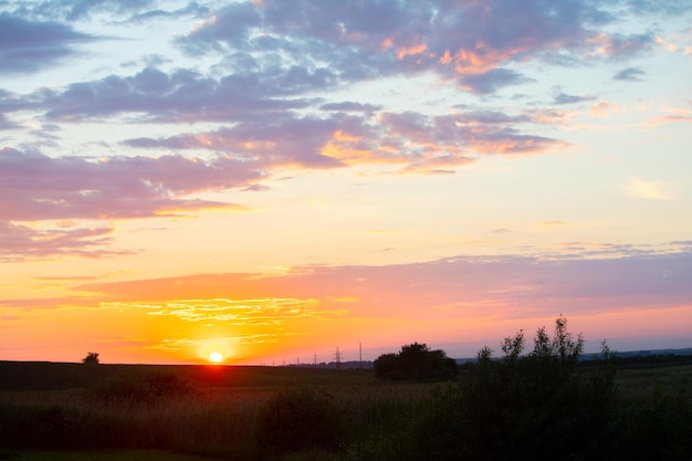 Colorful sunset clouds copy space beauty in nature