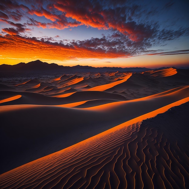 Colorful Sunset over Desert