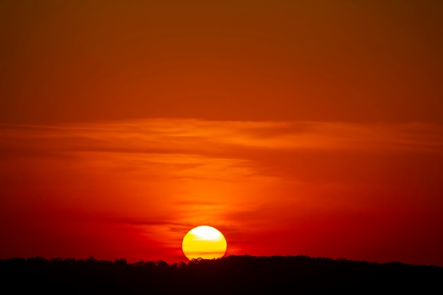 Colorful sunset in the evening sky. The nature and beauty of clouds