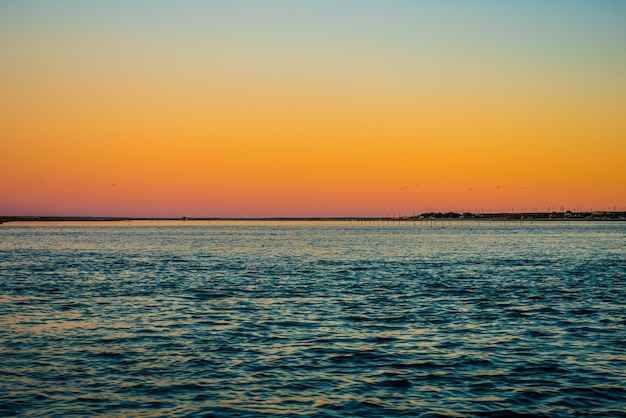 Colorful Sunset in Faro's Pier.