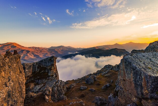 Colorful sunset in the highlands