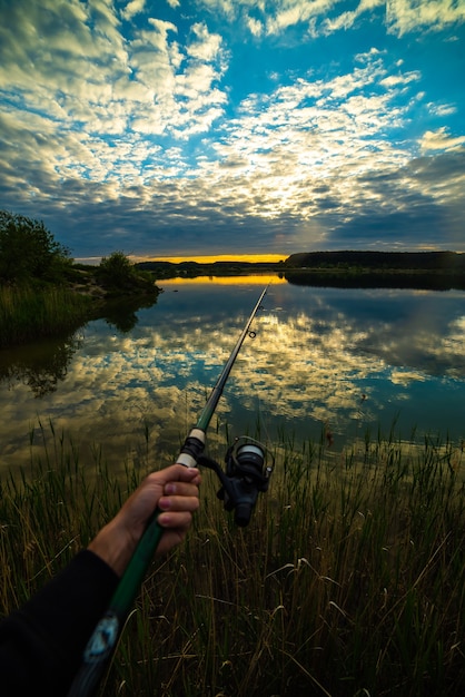 Colorful sunset on the lake