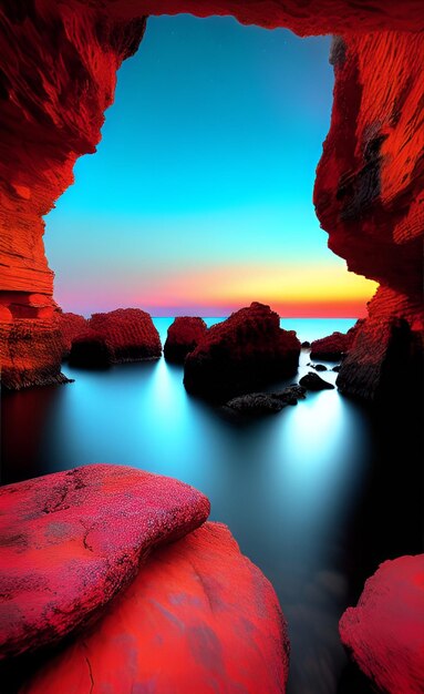 A colorful sunset over the sea