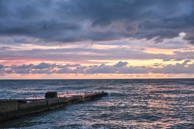 Colorful sunset on the seashore