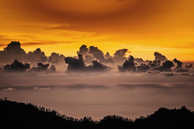 Colorful sunset sky background in Golden Sky Hour