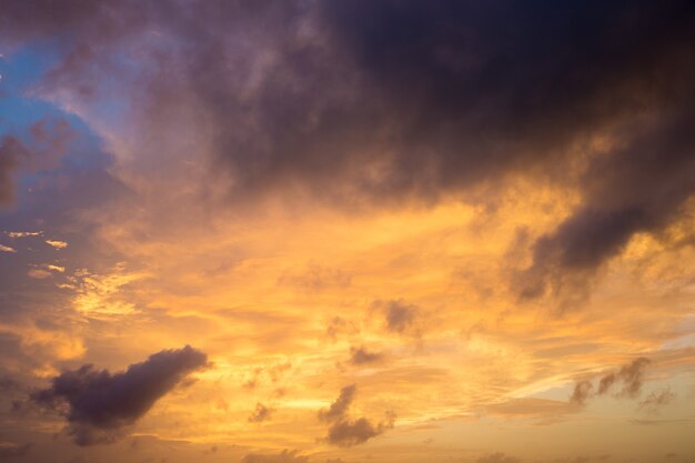 Colorful sunset sky over tranquil sea surface