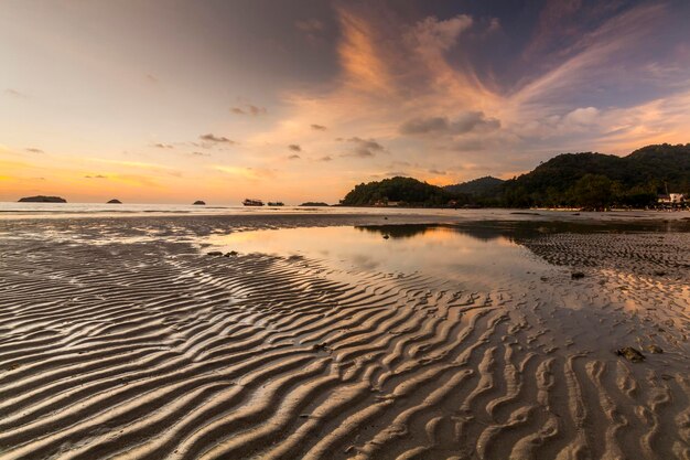 Colorful sunset on the tropical island Koh Chang Thailand