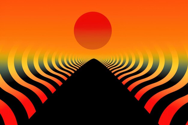 A colorful sunset with a black and orange background