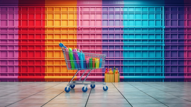 Photo colorful supermarket cart
