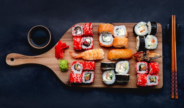 Colorful sushi maki set