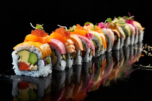 Colorful Sushi Rolls with Fresh Seafood