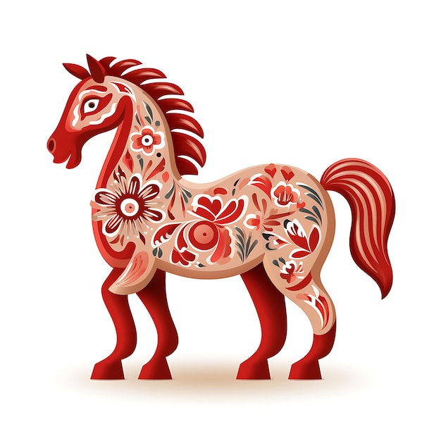Colorful Swedish Dala Horse Carved Figurine Red Wood Horse Shape Paincreative concept ideas design