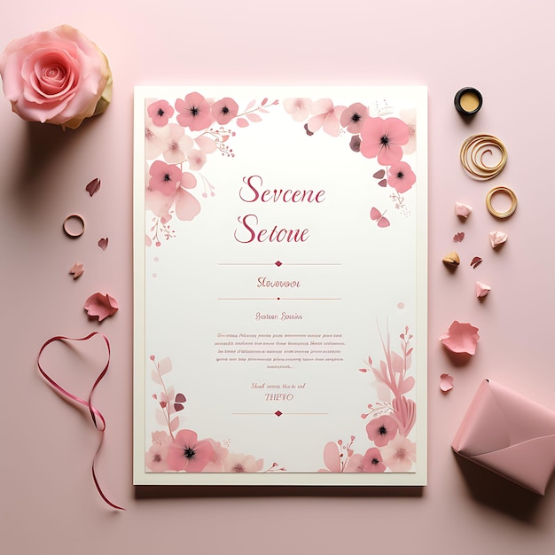 Colorful Sweet Affection Pink Stationery Paper Delicate Flower Frame Art Decor illustration flat2D