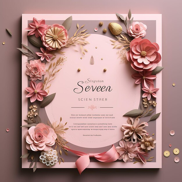 Colorful Sweet Affection Pink Stationery Paper Delicate Flower Frame Art Decor illustration flat2D