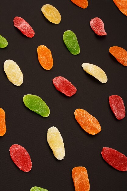 Colorful sweet food background. Candied dried fruit