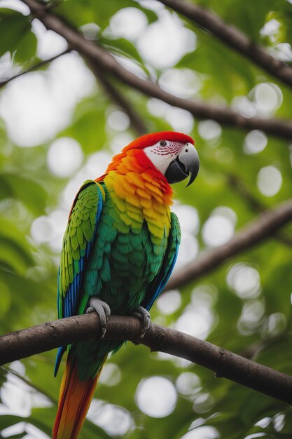 Colorful Sweet Parrot in Green Nature