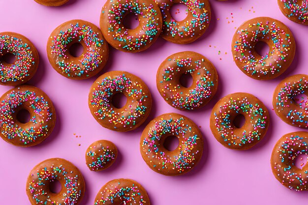 Colorful sweeties donuts composition