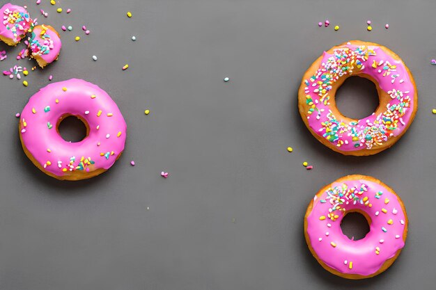 Colorful sweeties donuts composition