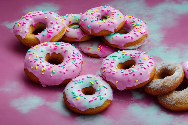 Colorful sweeties donuts composition
