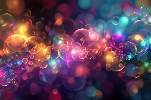 A colorful swirl of bubbles with a dark background