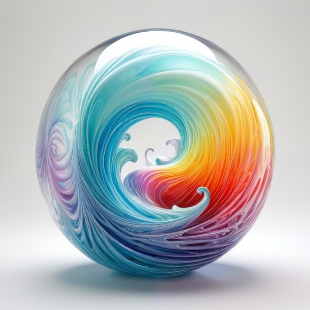 Colorful Swirl Inside Glass Ball