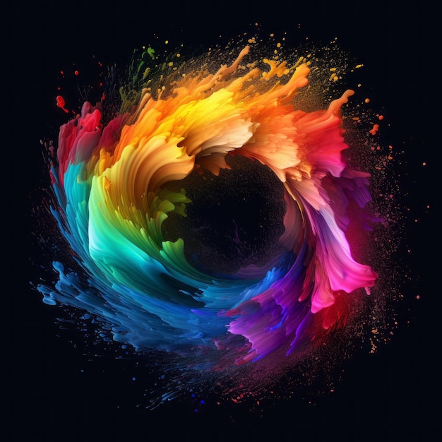 colorful swirl of paint on a black background