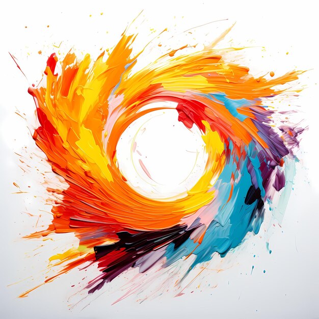 A colorful swirl of paint is drawn on a white surface.