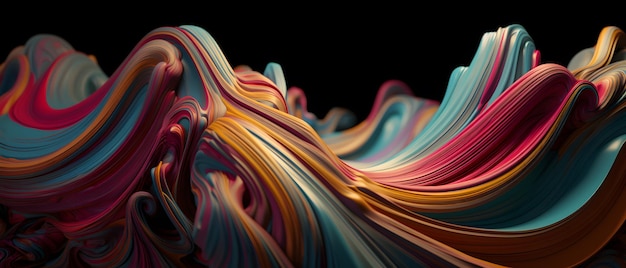 A colorful swirl of paint is shown on a black background.