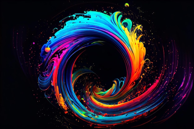 Colorful swirl spiral vivid vortex over dark background Design element for posters and banners