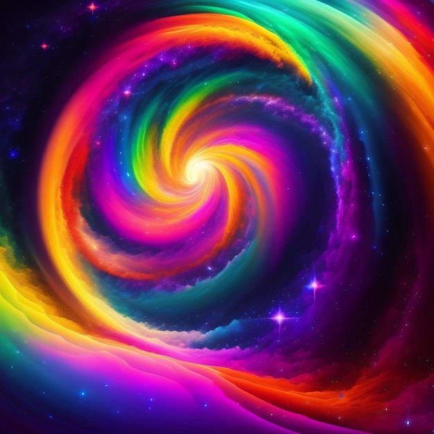 A colorful swirl with the word rainbow on it