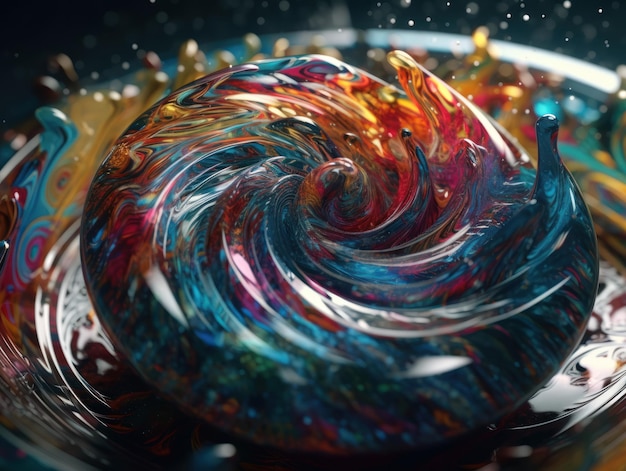 Colorful Swirling radial vortex background liquid translucent glass created with Generative AI technology