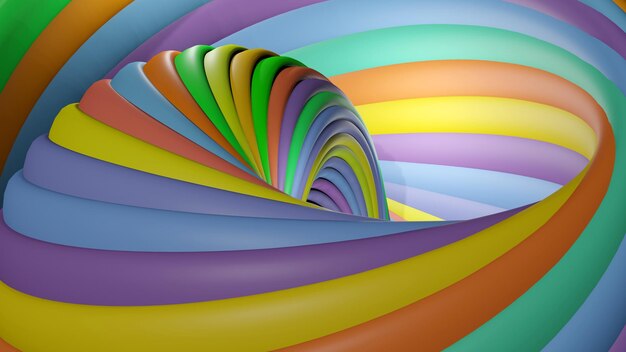 Colorful swirling stripe around center (3D Rendering)