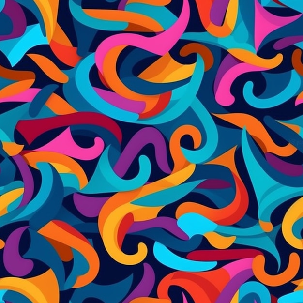 Colorful swirls on a dark background.