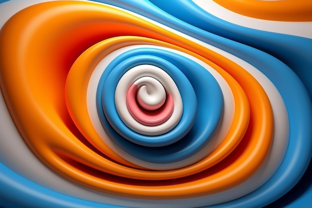 オレンジ色の青と白の背景にカラフルな渦巻き