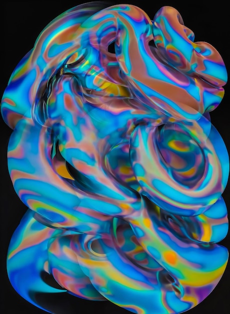 A colorful swirly art piece with the word " on it "