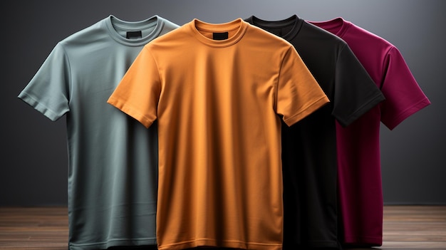 Colorful t shirts on wooden surfacegenerative ai