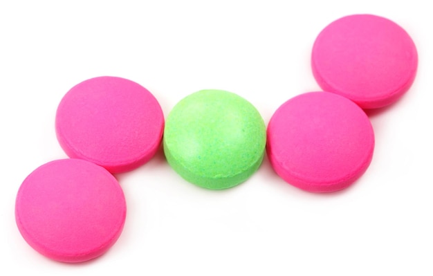 Colorful tablets over white background