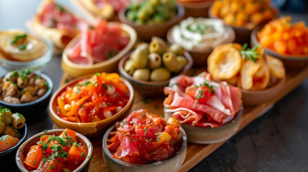 Photo colorful tapas assortment