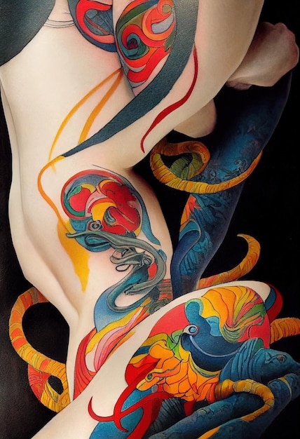 Colorful tattoo art generated by artificial intelligence