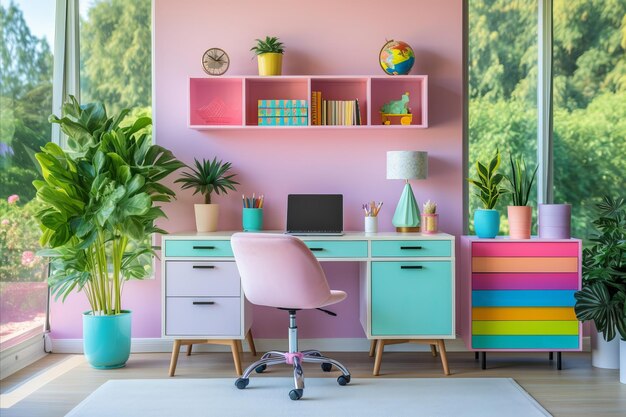 Photo colorful teens room modern furniture and laptop json format itle colorful teens room modern furniture and laptop