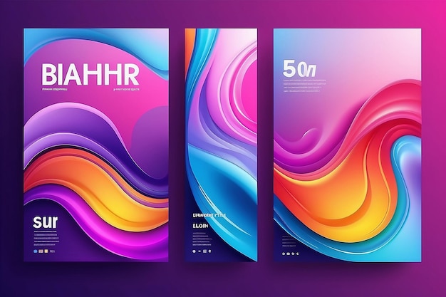 Colorful template banner with gradient color design with liquid shape
