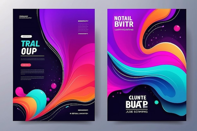 Colorful template banner with gradient color design with liquid shape