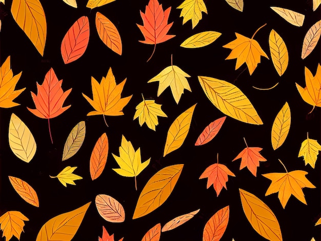 Colorful texture in geometric shapes in autumn leaves design Colors in autumn tones Digital painting