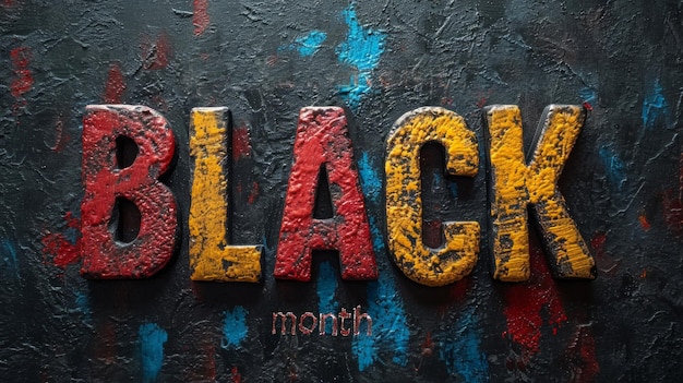 写真 colorful textured black history month sign on grunge background