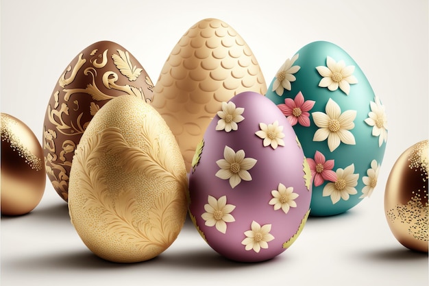 Красочные и текстурированные пасхальные яйца празднование пасхи