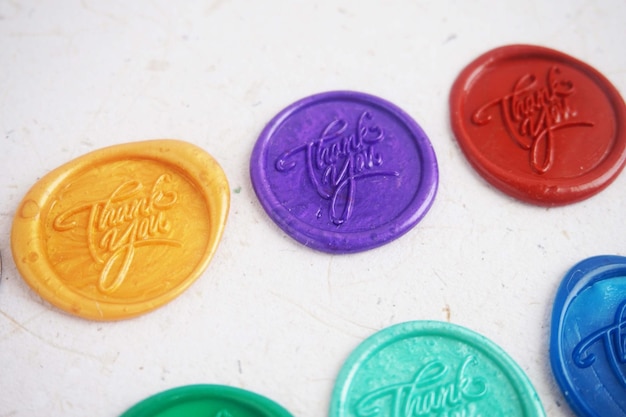 colorful thank you wax coin for vintage wedding invitation decoration