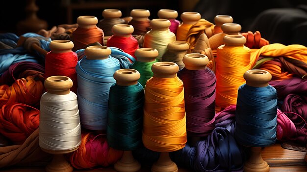 Colorful thread spools